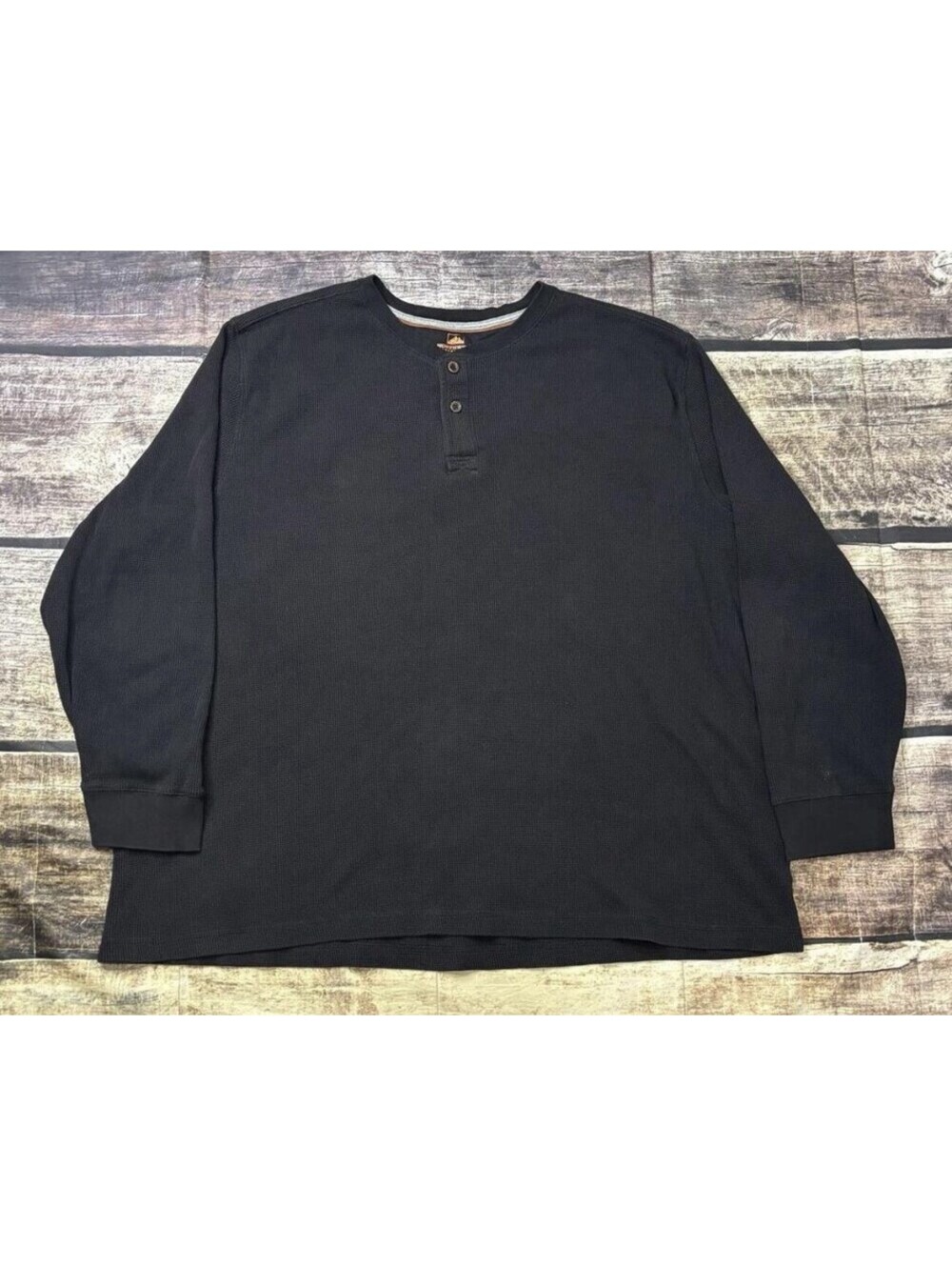 Northwest Territory Shirt Men's 4XL Thermal Henley Black Waffle Knit